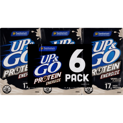 Sanitarium Up & Go Protein Energize Vanilla Flavour Liquid Breakfast 6 x 250ml
