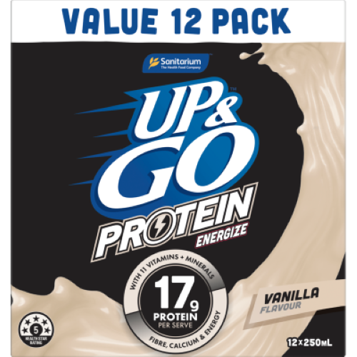 Sanitarium Up & Go Protein Energize Vanilla Liquid Breakfast 12 x 250ml
