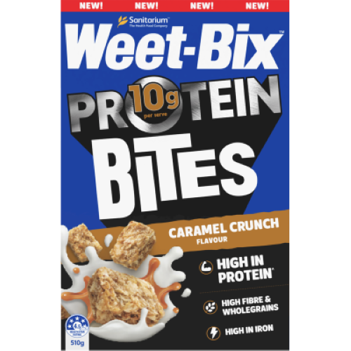 Sanitarium Weet-Bix Protein Bites Caramel Crunch Breakfast Cereal 510g