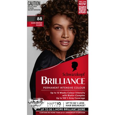 Schwarzkopf Brilliance Dark Brown Allure 88 Permanent Hair Colour 1pk