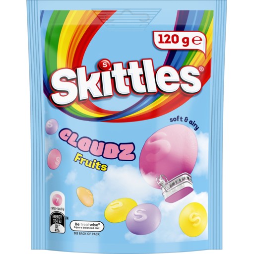Skittles Cloudz Fruits Chewy Lollies Snack & Share Bag 120g