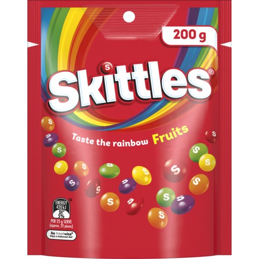Skittles Fruits Chewy Lollies Bag 200g