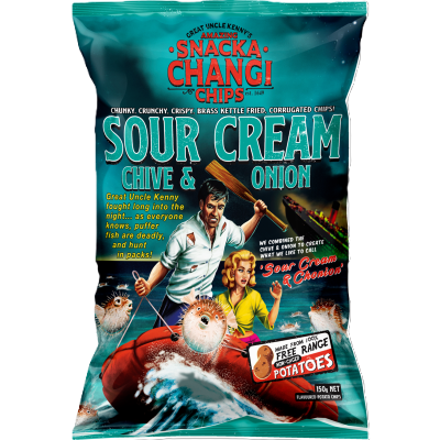 Snacka Changi Chips Kettle Fried Sour Cream Chive Onion Potato Chips 150g