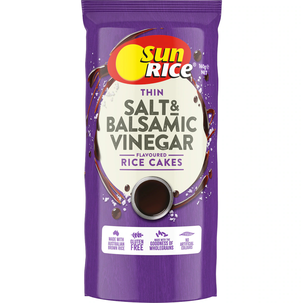 SunRice Thin Salt & Balsamic Vinegar Flavoured Rice Cakes 160g
