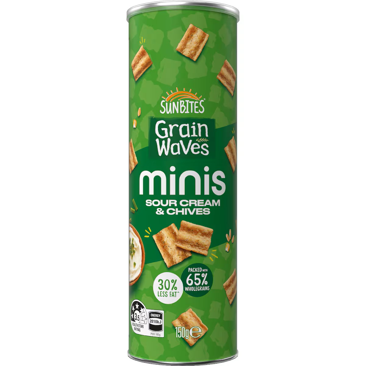 Sunbites Grain Waves Minis Sour Cream & Chives Wholegrain Chips 150g