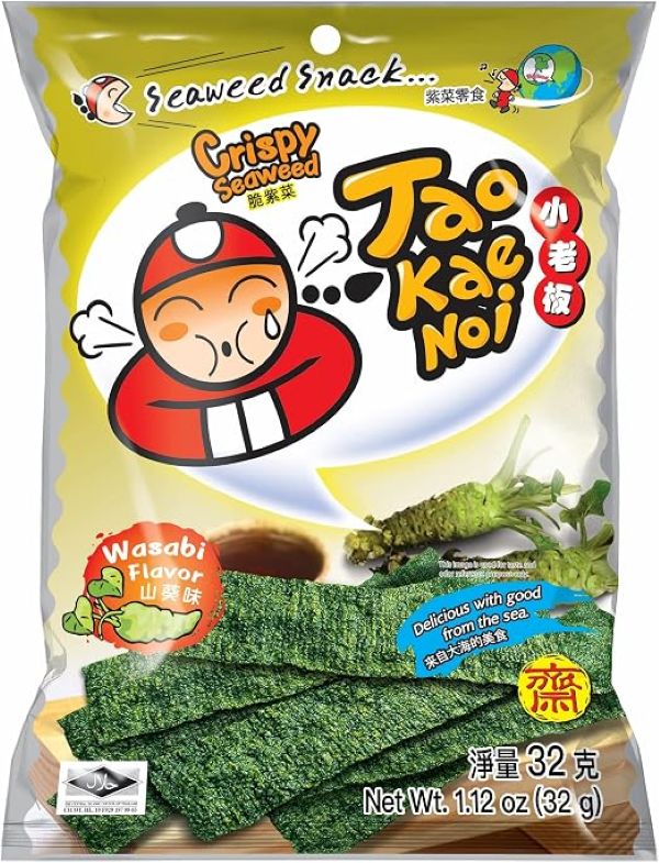 Tao Kae Noi Wasabi Flavour Crispy Seaweed Snacks 32g