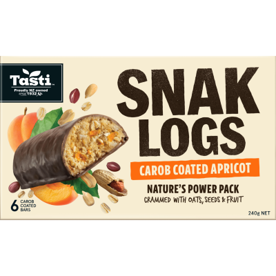 Tasti Carob Coated Apricot Snak Logs 6 x 40g
