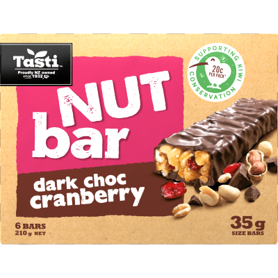 Tasti Dark Choc Cranberry Nut Bars 6 x 35g