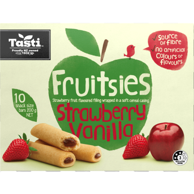 Tasti Fruitsies Strawberry Vanilla Snack Size Bars 10 x 20g