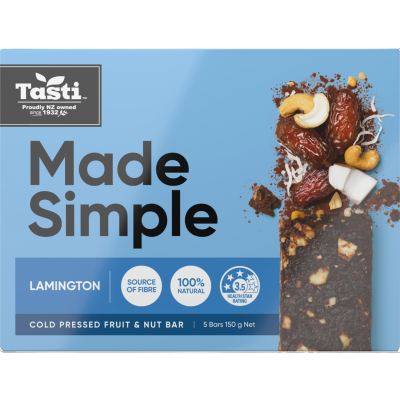 Tasti Made Simple Lamington Wholefood Bars 5 x 30g