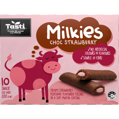 Tasti Milkies Choc Strawberry Snack Size Bars 10 x 20g