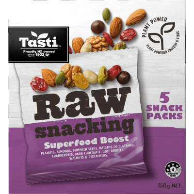 Tasti Raw Snacking Superfood Boost Snack Packs 5 x 30g