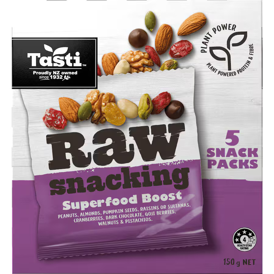 Tasti Raw Snacking Superfood Boost Snack Packs 5 x 30g