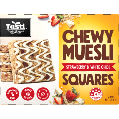 Tasti Strawberry & White Choc Chewy Muesli Squares 175g