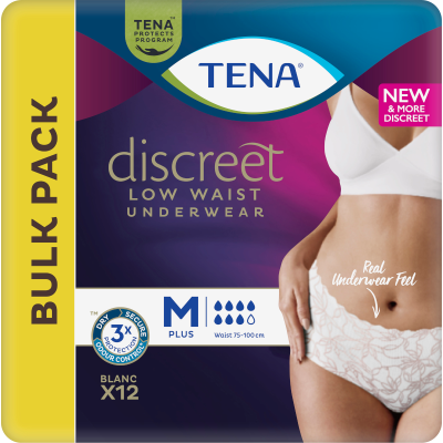 Tena Discreet Woman Low Waist White M+ Incontinence Pants 12pk
