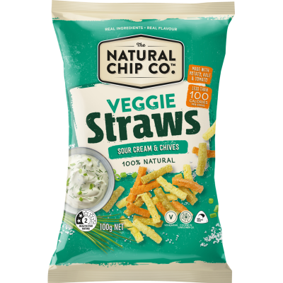 The Natural Chip Company Sour Cream & Chives Veggie Straws 100g