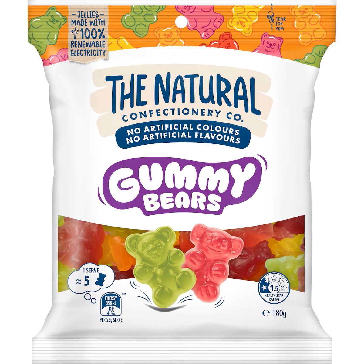The Natural Confectionery Co. Gummy Bears 180g