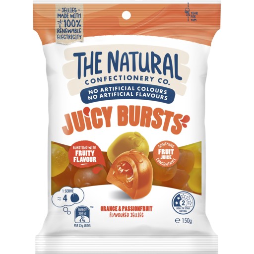 The Natural Confectionery Co. Orange & Passionfruit Juicy Bursts 150g