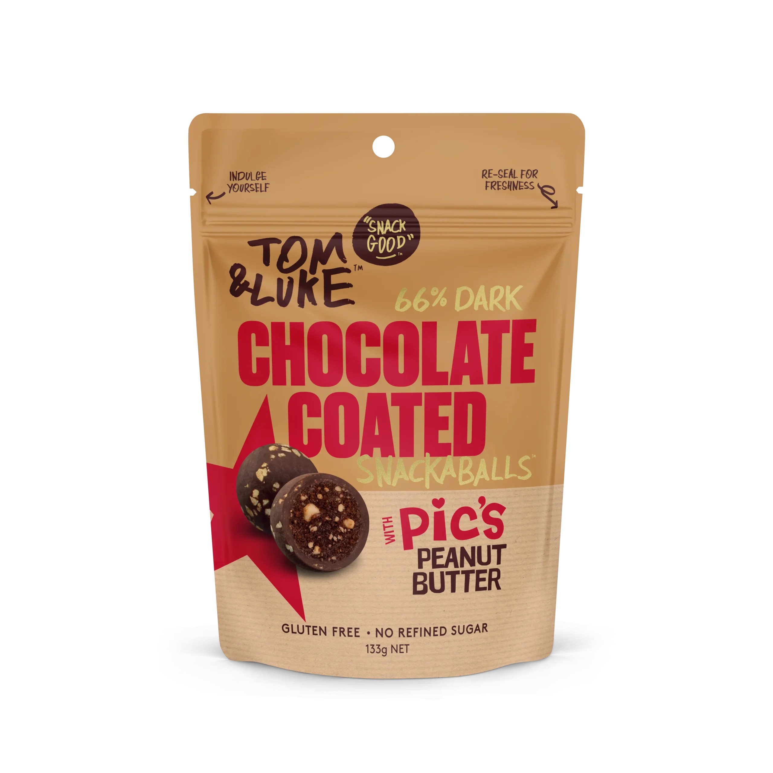 Tom & Luke Pic's Peanut Butter Chocolate Coated Snackaballs 133g