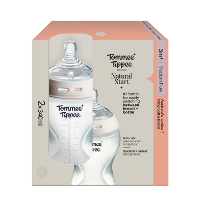 Tommee Tippee Natural Start Anti-Colic Baby Bottle 3+ Months 2pk