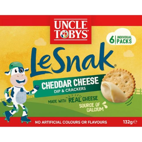 Uncle Tobys LeSnak Cheddar Cheese Dip & Crackers 6 × 22g