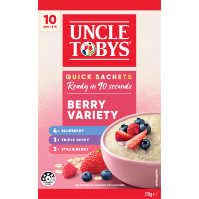 Uncle Tobys Oats Berry Variety Quick Sachets 10 x 35g