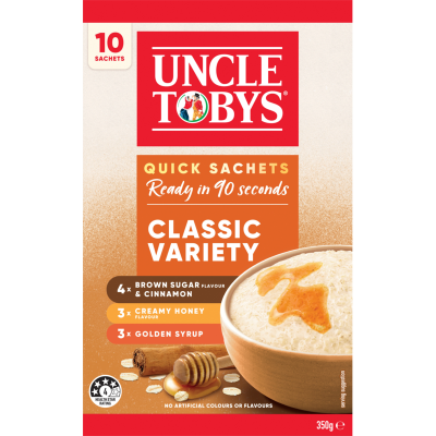 Uncle Tobys Oats Classic Variety Quick Sachets 10 x 35g