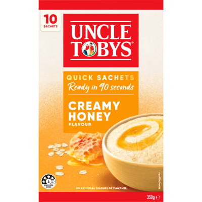 Uncle Tobys Oats Creamy Honey Flavour Quick Sachets 10 x 35g