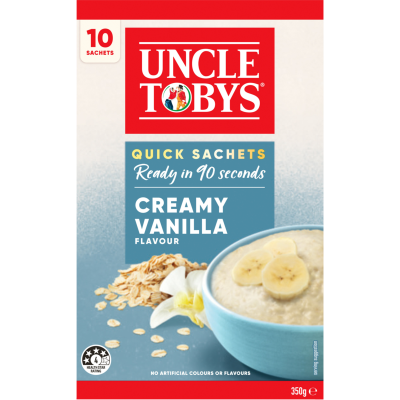 Uncle Tobys Oats Creamy Vanilla Flavour Quick Sachets 10 x 35g