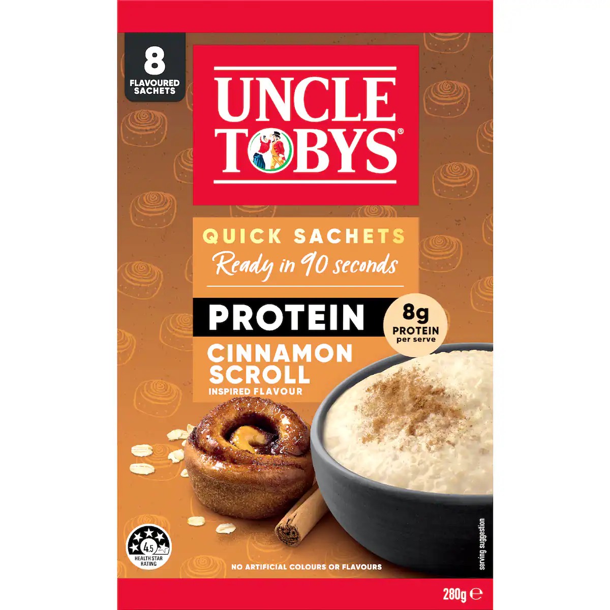 Uncle Tobys Protein Cinnamon Scroll Breakfast Cereal 280g