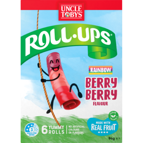 Uncle Tobys Rainbow Berry Berry Flavour Fruit Snack 6pk