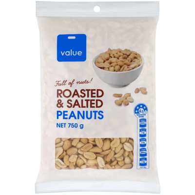 Value Roasted & Salted Peanuts 750g