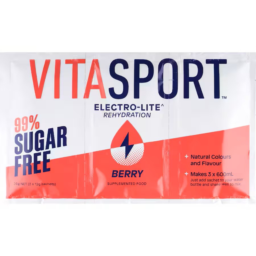 Vitasport Electro-Lite Rehydration 99% Sugar Free Berry Electrolyte Drink Base 3 x 12g