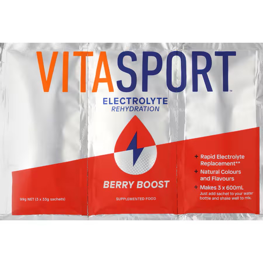 Vitasport Electrolyte Rehydration Berry Boost Electrolyte Drink Base 3 x 33g