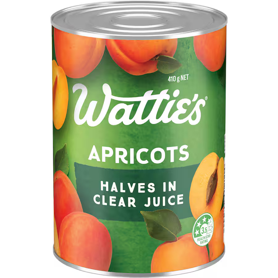 Wattie's Apricot Halves In Clear Juice 410g