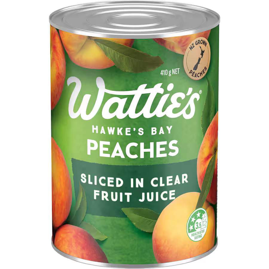 Wattie's Peaches Sliced In Clear Fruit Juice 410g