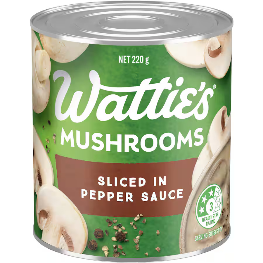 Wattie's Sliced Mushrooms In Pepper Sauce 220g
