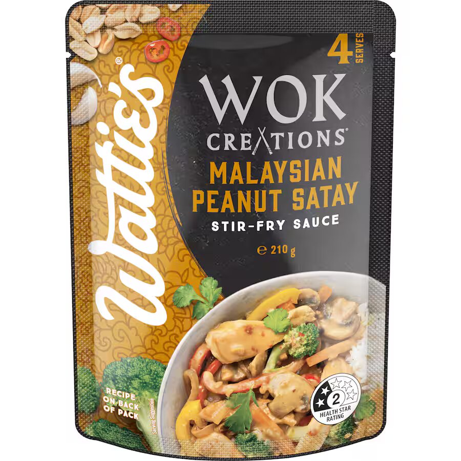 Wattie's Wok Creations Malaysian Peanut Satay Stir-Fry Sauce 210g