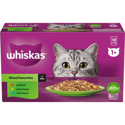 Whiskas Mixed Favourites In Jelly Wet Pouches Cat Food 18 x 85g