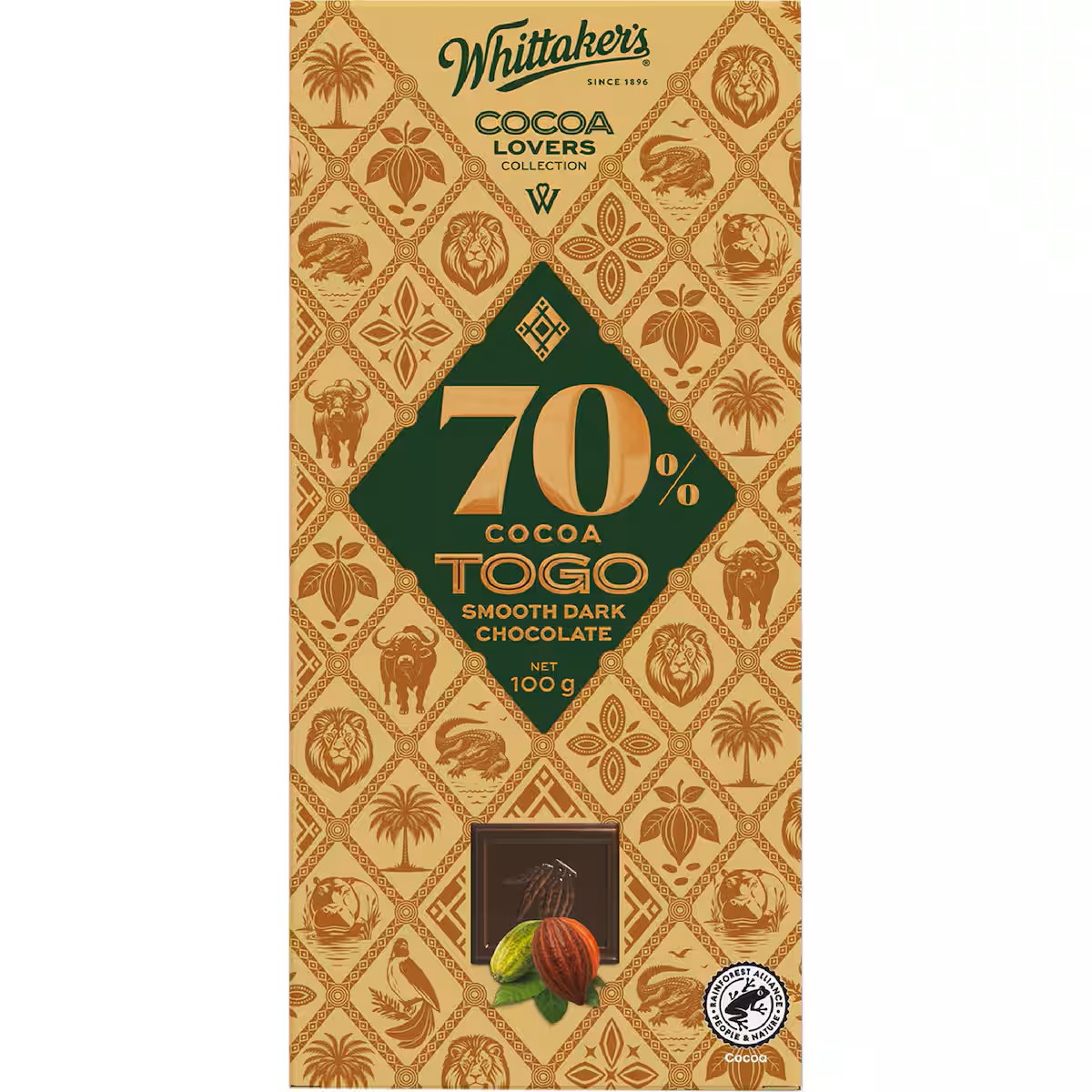 Chocolate Block Whittaker's Cocoa Lovers Dark 70% Togo 100g