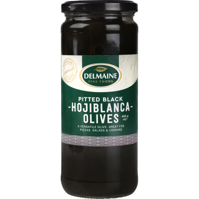 Delmaine Pitted Black Hojiblanca Olives 450g