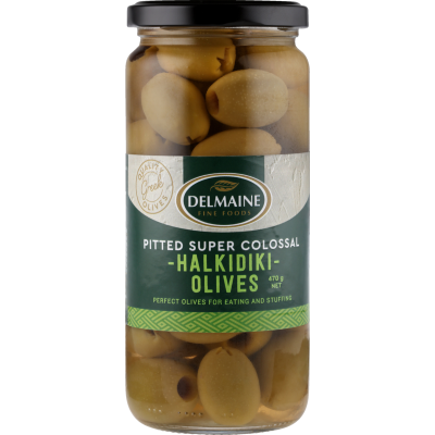 Delmaine Pitted Super Colossal Halkidiki Olives 470g